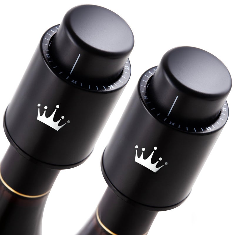 VINABON Vacuum Wine Stopper Set [Pack of 2] - Updated 2026 Preserves Freshness and Flavor for 15 Days. Improved One Pump Button Design, 100% Leak Proof Seal in Any Position. Includes WineGuide eBook - Image 1